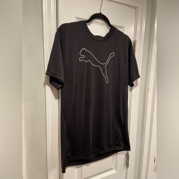Puma Men’s Size M Black White Cat Logo Performance Short Sleeve Tee Shirt - Picture 4 of 10